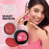 Hilary Rhoda Bloom Mousse Lip N Cheek Tint | Waterproof & Smudge-Proof | 12-Hour Stay | Non-Drying Formula | Mousse Texture | Matte Finish - 5g (Flashy Pink - Shade 03)