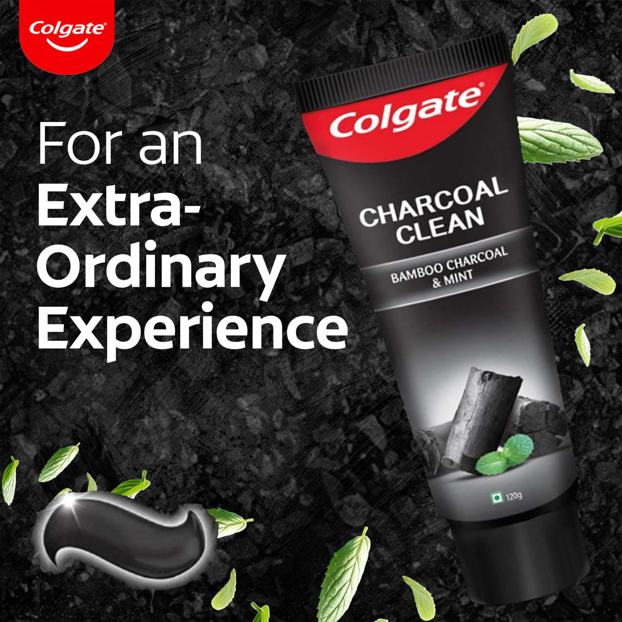 Colgate Charcoal Clean Black Gel Toothpaste, Pack of 480g (120g X 4) Deep Clean Toothpaste With Bamboo Charcoal & Wintergreen Mint For Plaque Removal & Tingling Fresh Mouth Experience