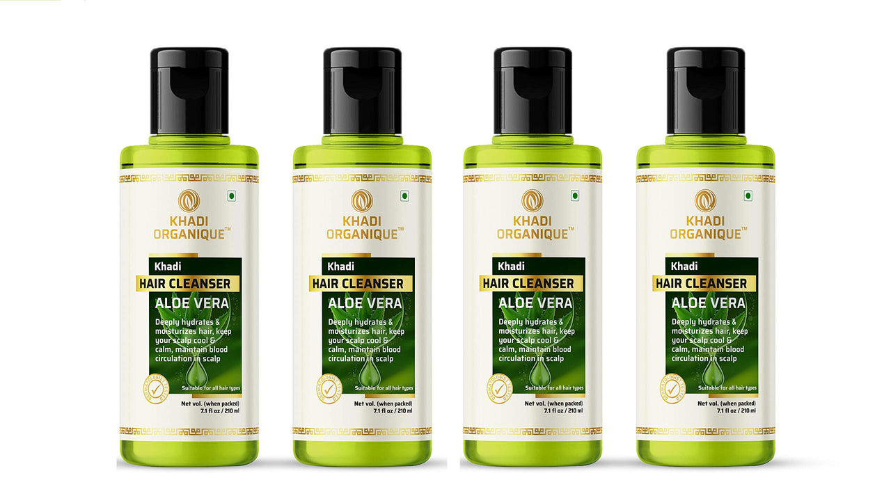 Khadi Organique Herbal Natural Aloevera Hair Shampoo Pack of 4