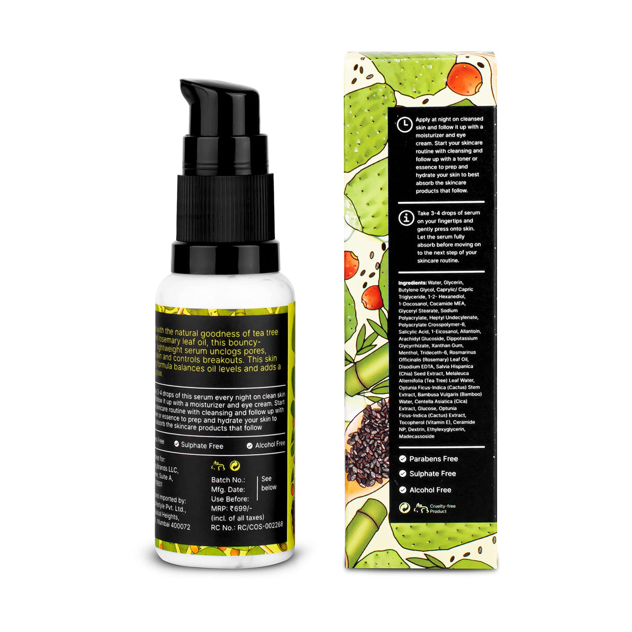 Quench Zit Fix Korean Serum with Chia Seeds Omega 3 | Face Serum for Acne & Oil Control | Unclogs pores, Fights Pimples & Reduces Blemishes | Made in Korea (30ml)