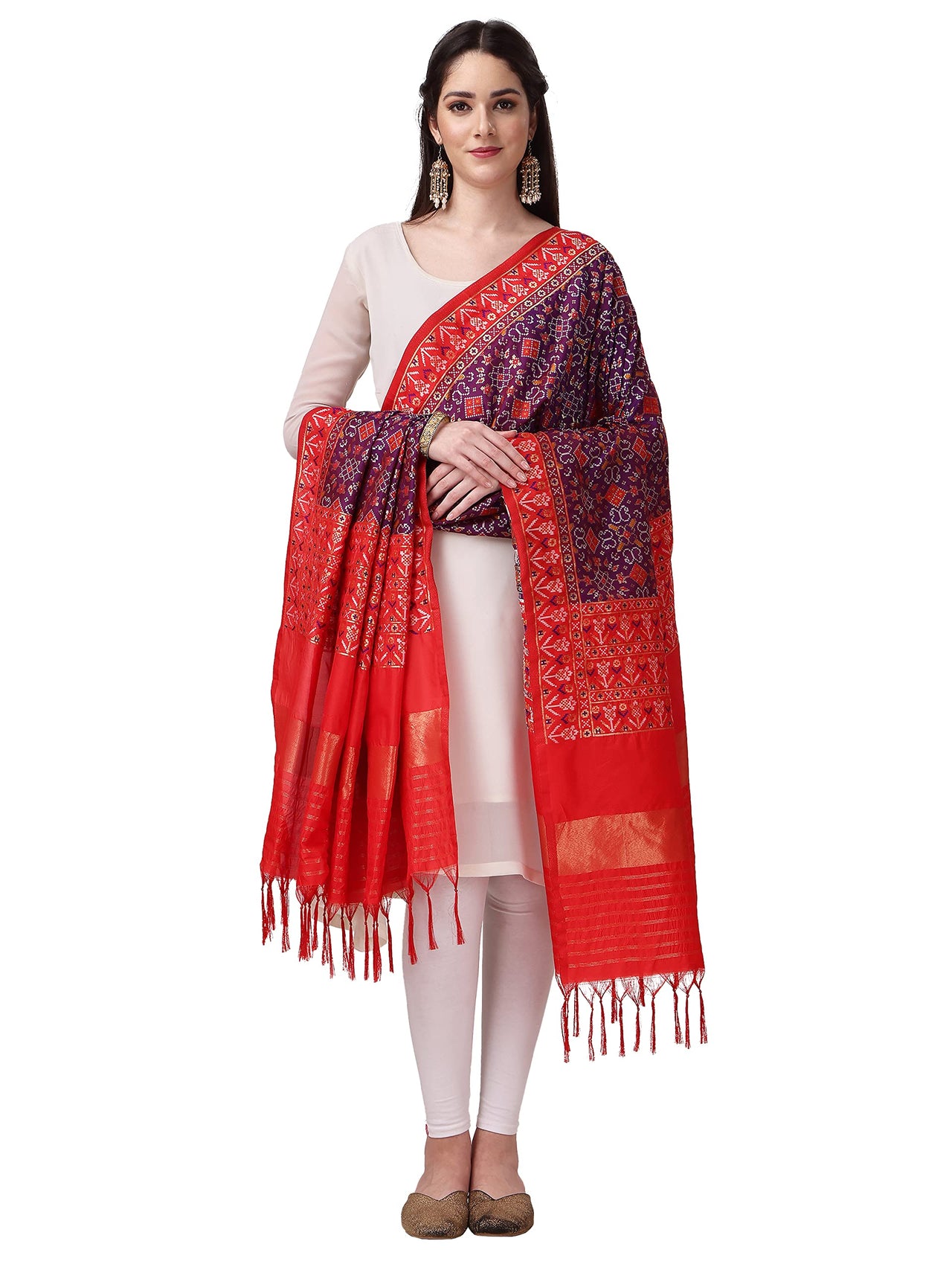 KAPAAHA Women's  Woven Silk Bandhani Patola Dupatta, Width 45 inch, Length 2.5 meter