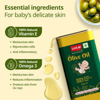 LuvLap Naturals Baby Body Massage Olive Oil, 500 ML, Spanish Premium Olive Oil, Enhances Bone & Muscle Strength