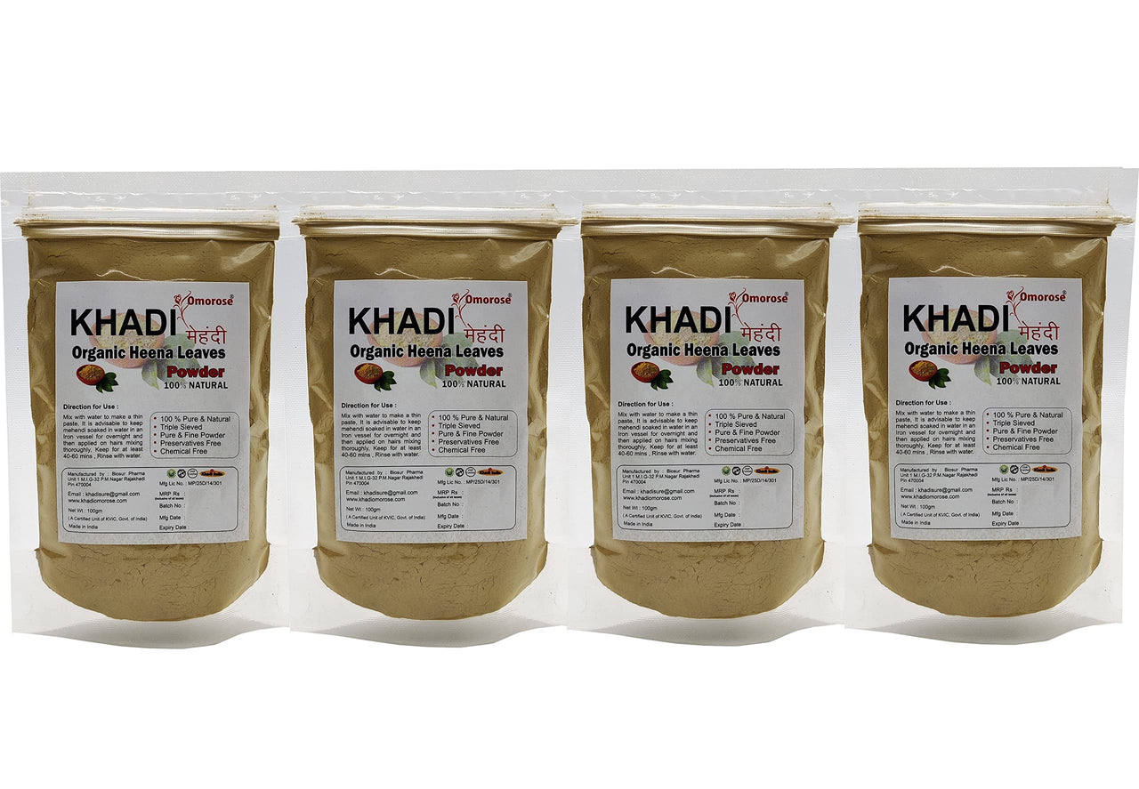 Khadi Omorose Mehendi (Heena Leaves Powder) | Pack of 4 | total 400 Gram