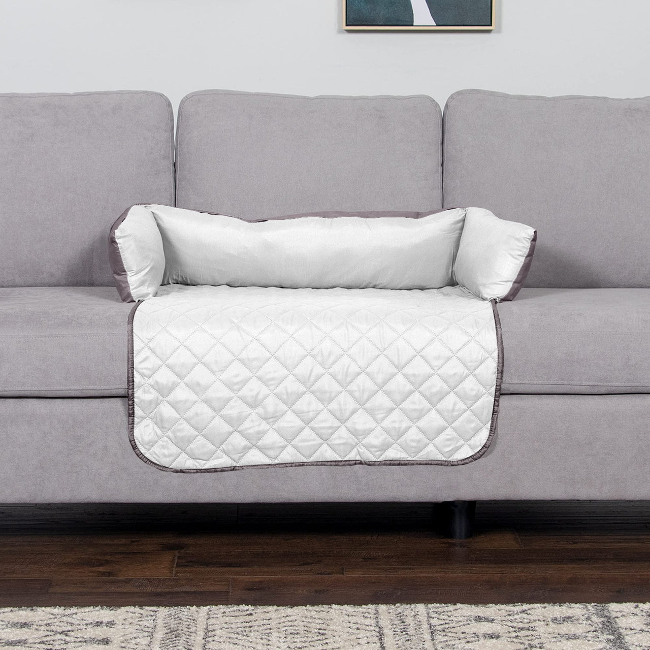 Furhaven Water-Resistant & Reversible 30" Wide Seat Cover Protector for Dogs & Cats, Perfect for Couches, Beds, & Car Seats - Sofa Buddy Bolster Seating Protector - Gray/Mist, Medium Sofa Buddy Gray & Mist 30" - Medium