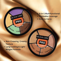 HUDA GIRL 3 In 1 Makeup Palette Brights Concealer For Dark Circles,Blush And Highlighter Palette,Oil Control Pro Concealer For Face Makeup,Conceal Correct & Contour,All Skin Types,Matte,1 Count