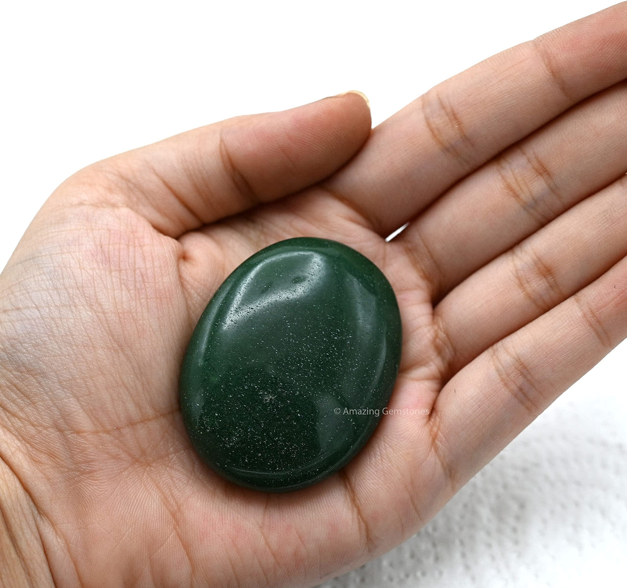 Dark Green Aventurine Palm Stone - Pocket Massage Worry Stone for Natural Body Chakra Balancing, Reiki Healing and Crystal Grid Green Aventurine (Dark)