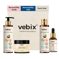 VebixProfessional Customised Regimen -4 Ayurvedic Product Kit - HairFallControl- AntiHairFall Neem Oil +Lotus AntiHairfall Shampoo + Hair ShinningSerum & Hair Mask -10.14 Fl.oz (Normal Hair)