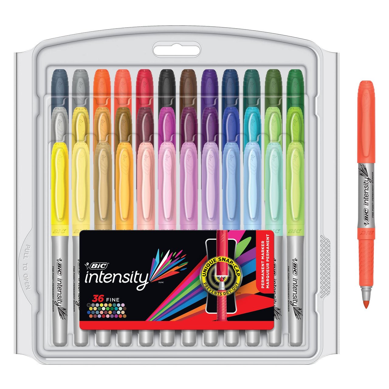 BIC Intensity Permanent Markers Fashion, Fine Point, Assorted Colors, 36-Count Pack, Ballpoint Pens for School and Office Supplies (GXPMP361-AST) 36 Count (Pack of 1) Assorted Fine Point