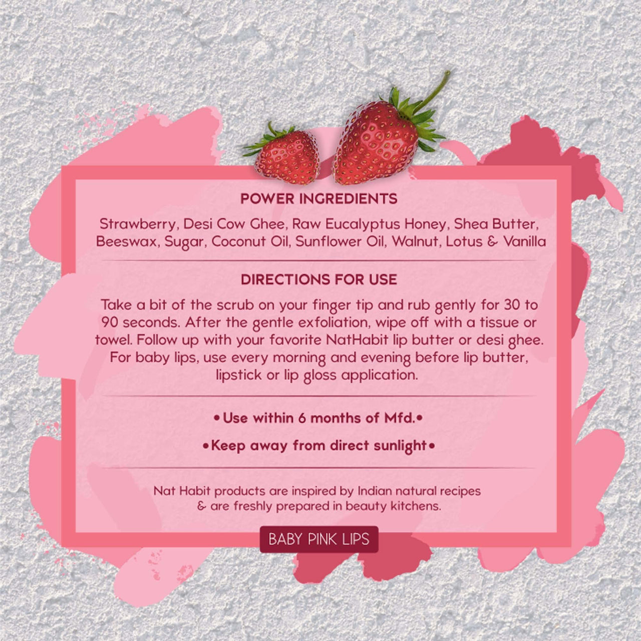 Nat Habit Cold Pressed Oil Combo Castor Oil 200 ml and Strawberry Crush Lip Mura - Lip Scrub 20g For Hair Fall & Hair Growth, Pink & Soft Lips, Chemical & Preservatives Free
