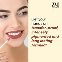 ZM Stay Matte Transfer-proof Lip Color | Matte Texture | Liquid Lipstick | Waterproof and Smudgeproof | Cruelty-free, 6 ML (Nude Sunset)