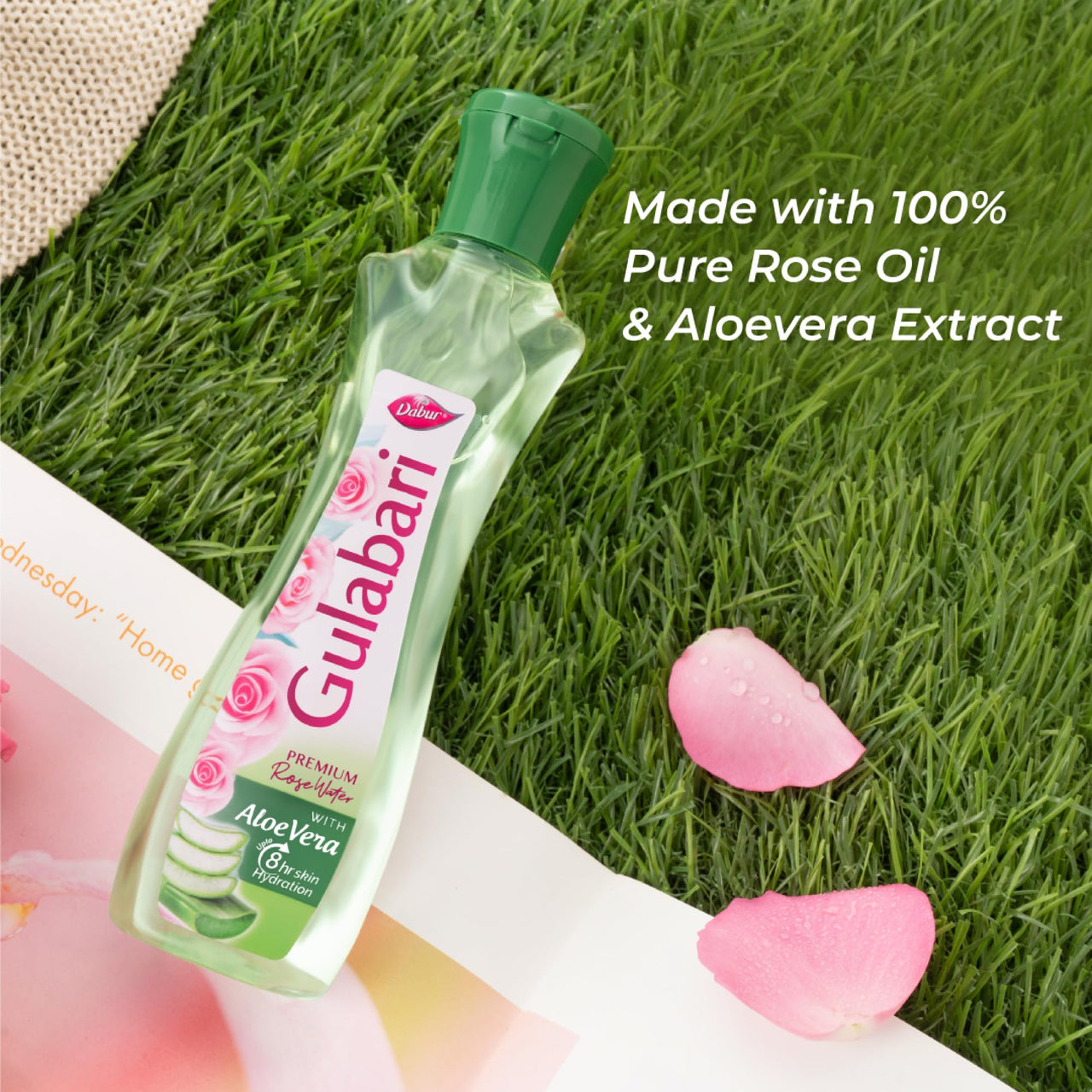Dabur Gulabari Premium Rose Water with Aloe Vera - 400 ml | Upto 8 HR Skin Hydration | Cleanses, Tones and Moisturises Skin | For All Skin Types