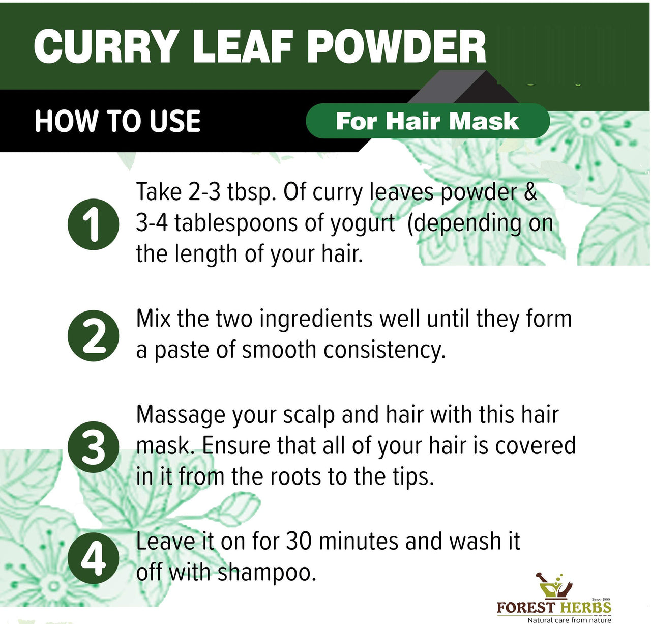 The Forest Herbs Natural Care From Nature 100% Curry Leaves Powder 200Gms (Sun Dried & Stemless) for Strong and Shiny Hair Growth