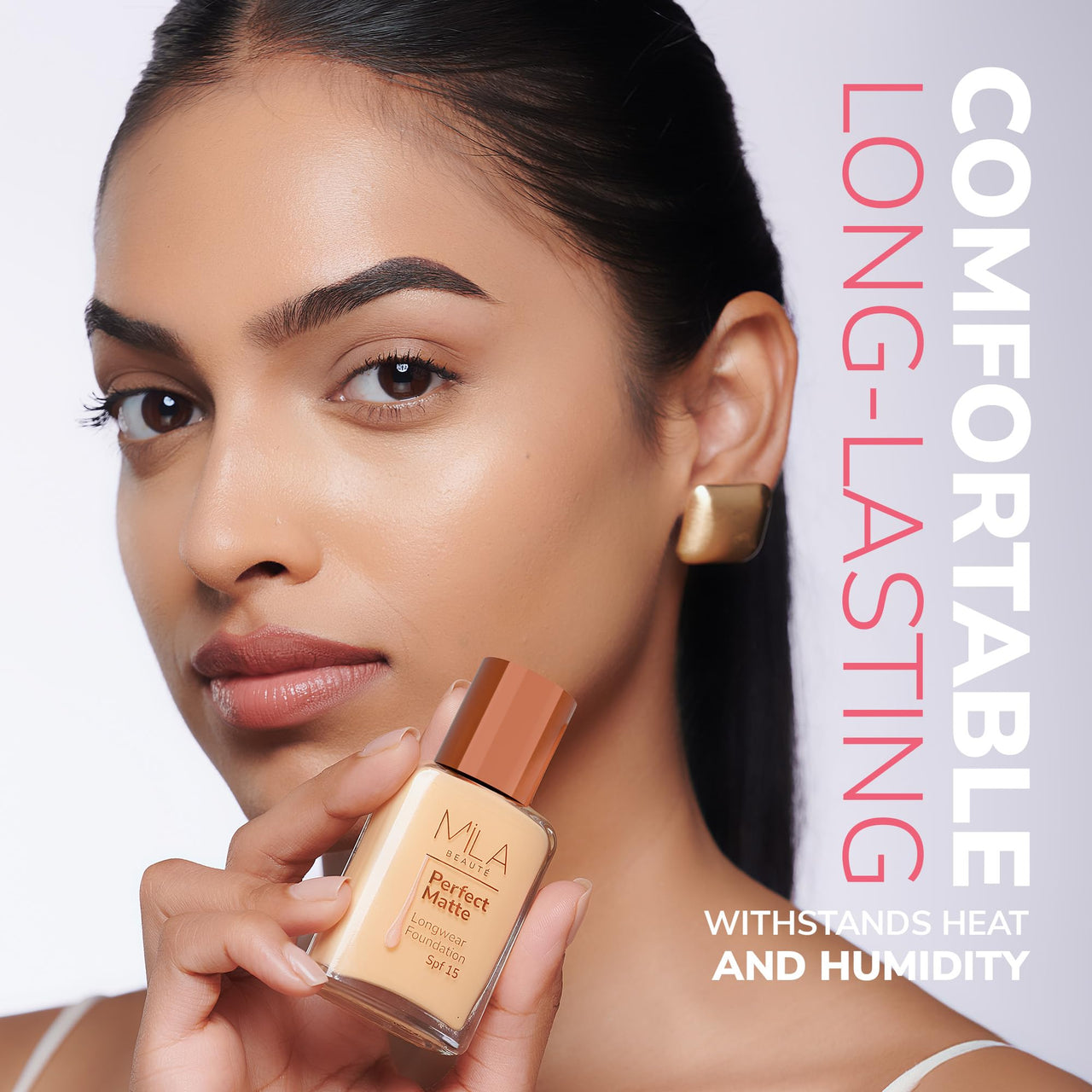 Mila Beauté Perfect Matte Long Wear Foundation | High Coverage, Light Weight & Water Resistant I Oil Free Formula With SPF 15 & Vitamin E | Smooth Matte Finish | Keeps Skin Hydrated | Shade - ( 2 Natural Beige, 30ml)
