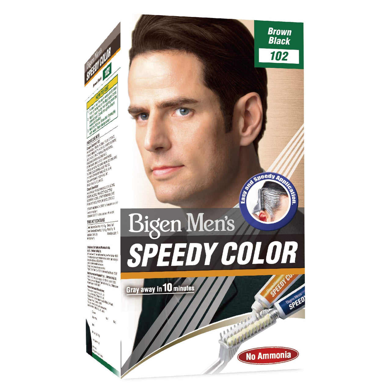 Bigen Men's  Beard Color, Brownish Black B102, 40g & Bigen Men's  Speedy Color, Brown Black 102, 80g