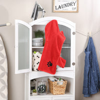 Bone Dry Pet Robe Collection, Embroidered Absorbent Microfiber Bath Robe with Adjustable Closure, for Dogs & Cats, Medium, Red