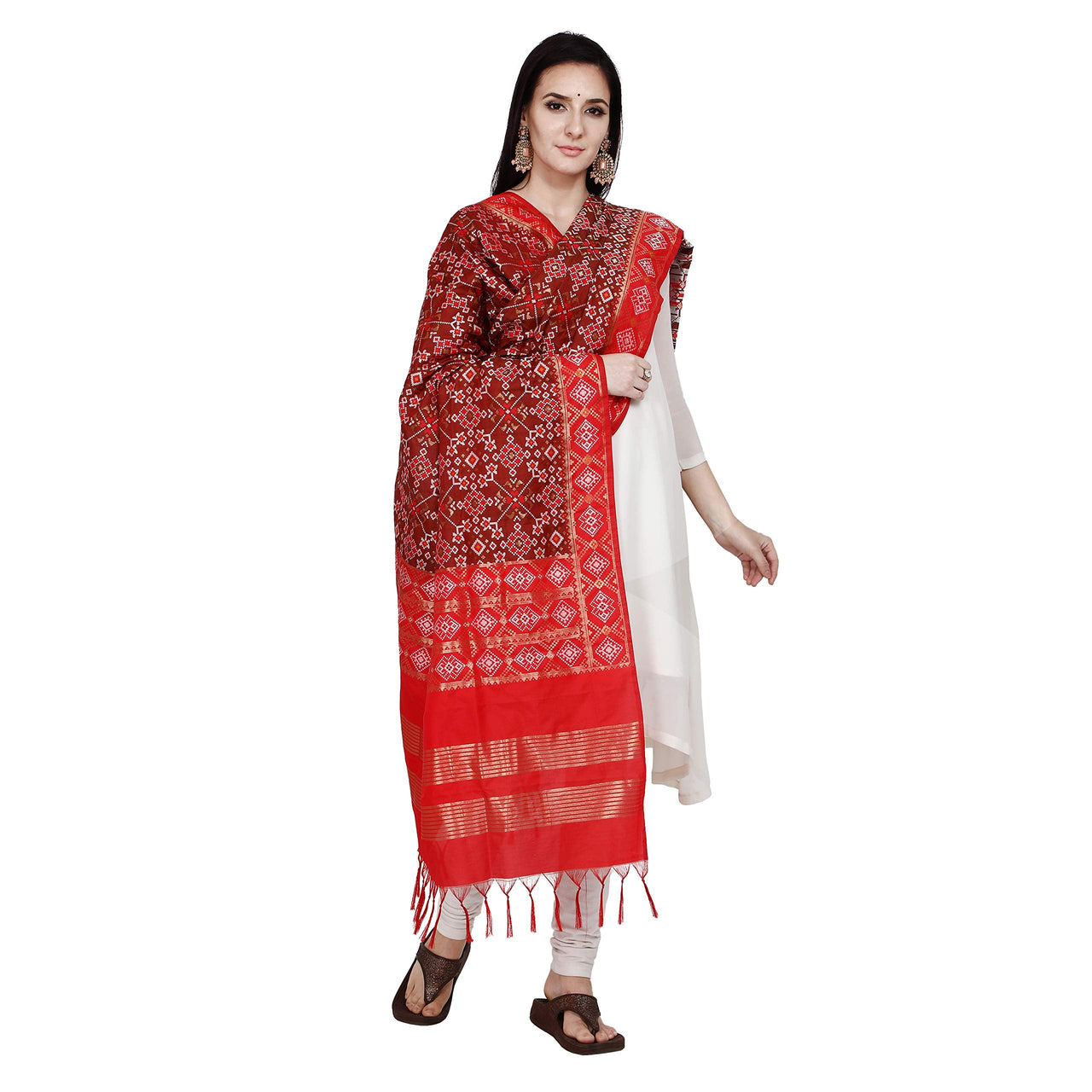 KAPAAHA Women's  Woven Design Silk Blend Dupatta Free Size