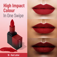 Swiss Beauty Hd Matte Pigmented Smudge Proof Lipstick | Creamy Matte Long Stay Lipstick | Red Letter, 3.4g