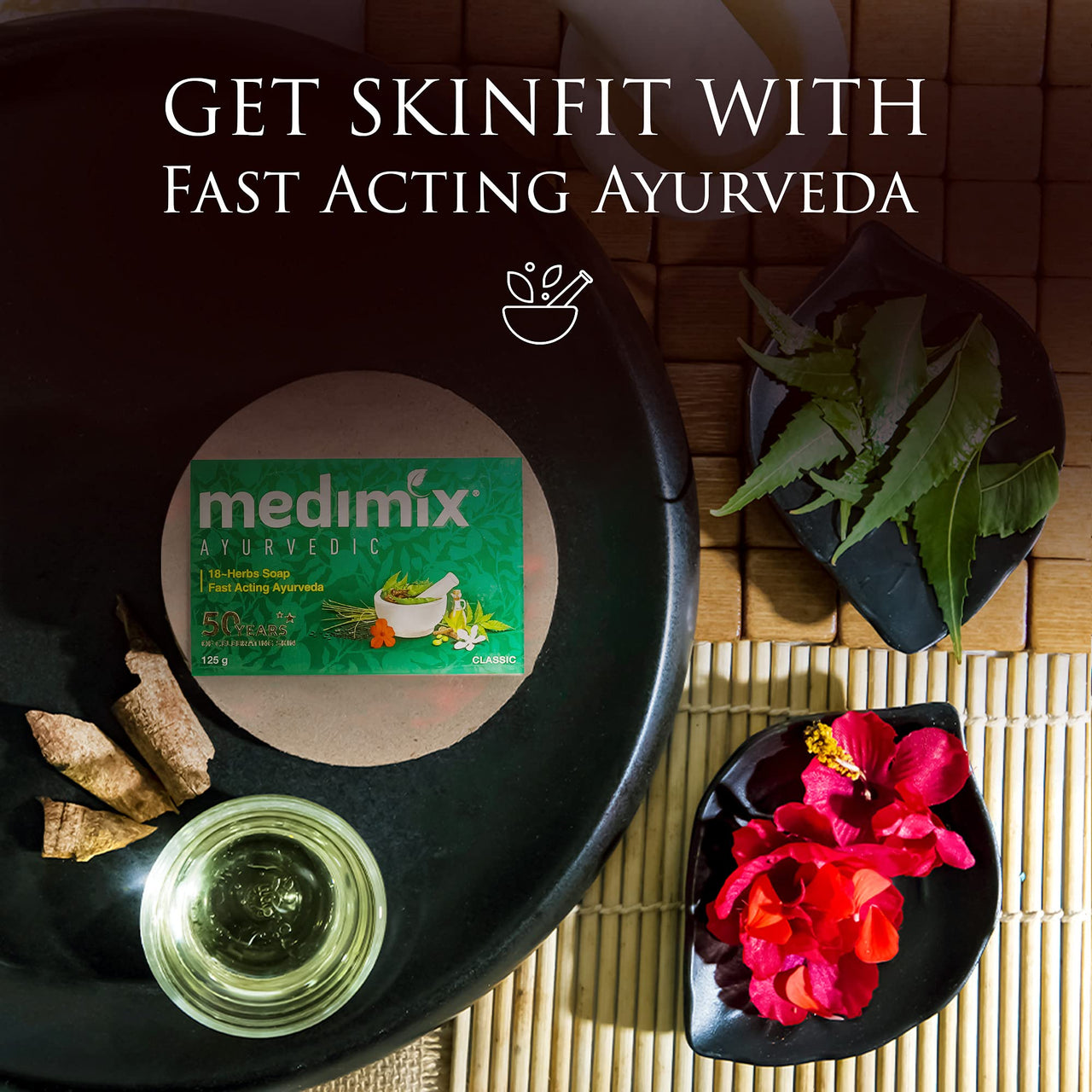 Medimix Ayurvedic Classic 18 Herbs Bathing Soap 125g (Combo Pack of 8) | Natural Oils For Healthy & Protected Skin | Shop Herbal | Natural | Paraben-free & Sulphate-free | 100% Vegan