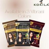 Kokila Unisex Hair Color Shampoo Enriched With Almond Oil in Just 5 Minute, Long-Lasting Instant Hair Color Black Pack of 15 (15ML Each)
