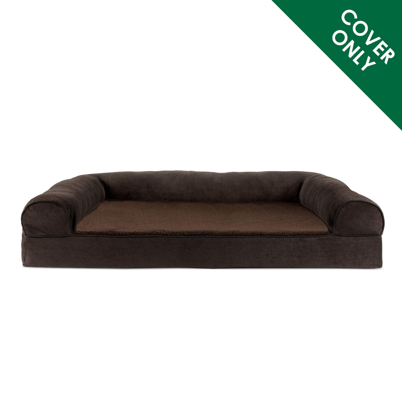 Furhaven Replacement Dog Bed Cover Sherpa & Chenille Sofa-Style, Machine Washable - Coffee, Medium Cover Only 30.0"L x 20.0"W x 0.3"Th (Sherpa & Chenille) Coffee