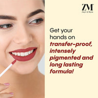 ZM Stay Matte Transfer-proof Lip Color | Matte Texture | Liquid Lipstick | Waterproof and Smudgeproof | Cruelty-free, 6 ML (Retro Red)