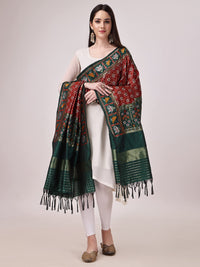 KAPAAHA Women's  Woven Silk Blend Patola Fulwadi Dupatta, Width 45 inch, Length 2.5 meter