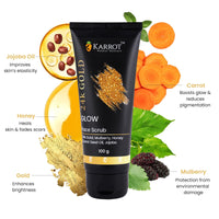 Karrot Natural Skincare Scrub for Face 24K Gold, Cream for Pore Tightening, Boosts Glow and Radiance, Smoothens Texture, Contains Mulberry, Honey, Jojoba Oil, For Men and Women, All Skin Types, 100gms
