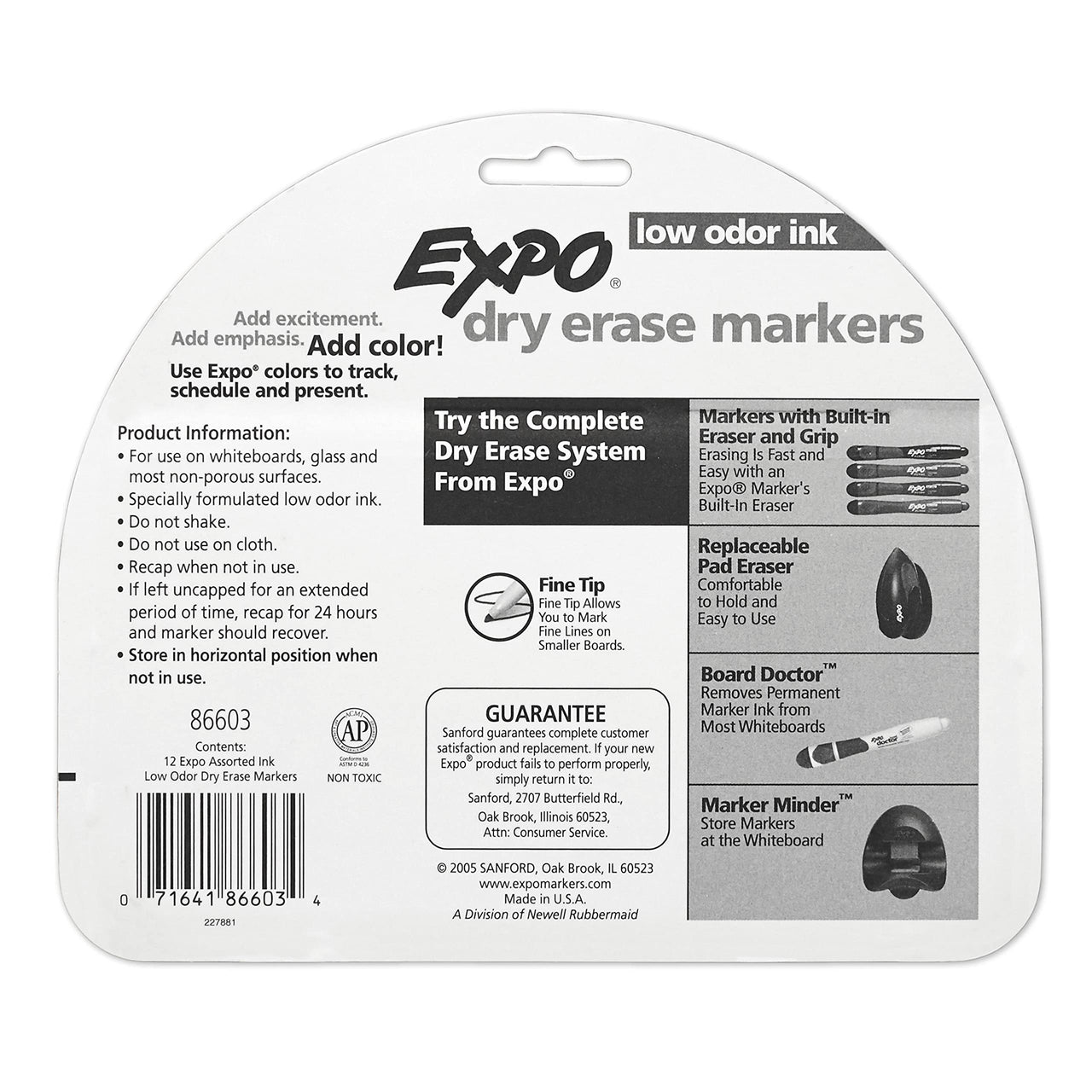 EXPO Low Odor Dry Erase Markers, Fine Tip, Assorted Colors, 12 Count 12 Count Assorted