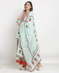 Rajnandini Women's  Pure Cambric Cotton Floral Printed Kurta Set With Dupatta
