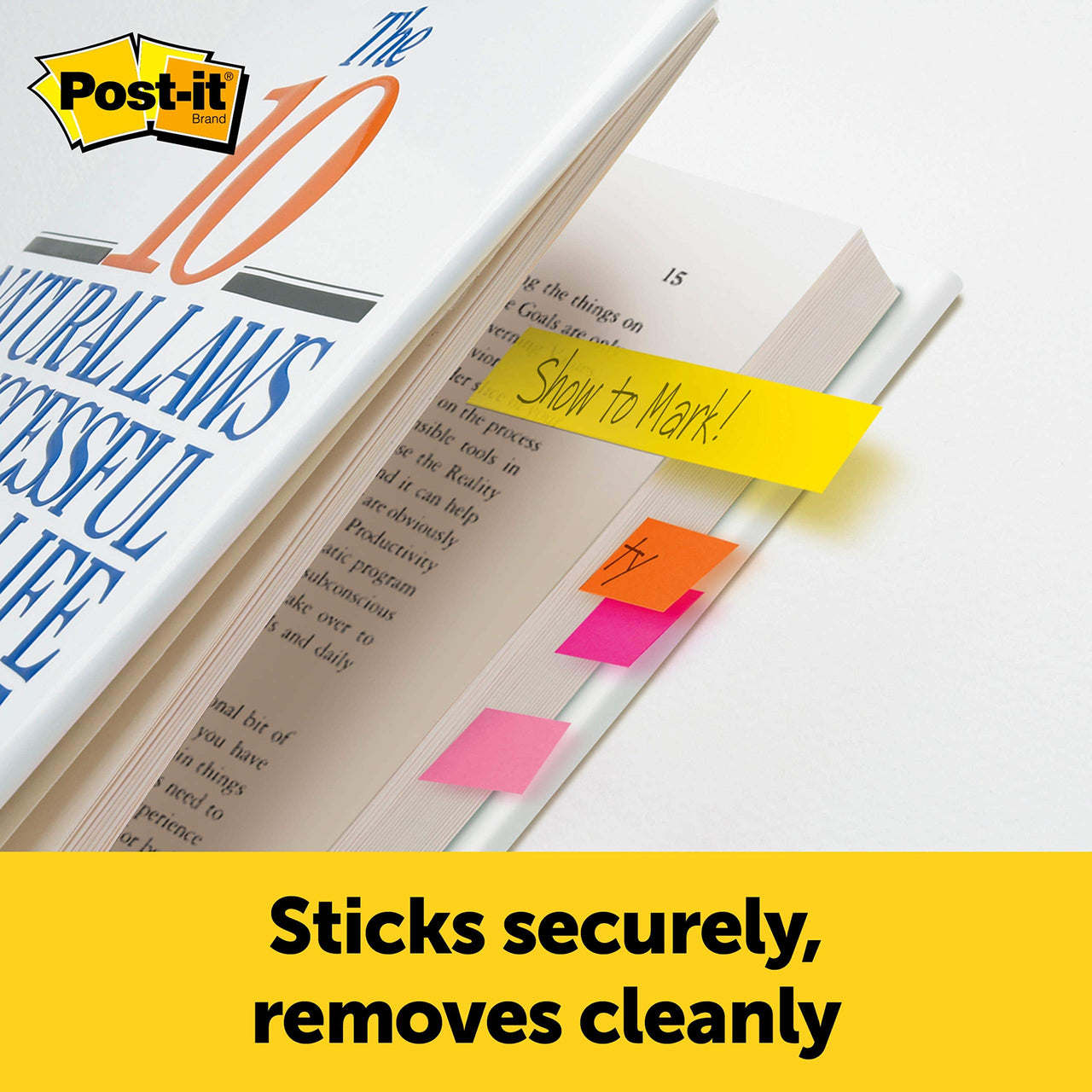 3M Post-it Page Markers, Assorted Colors, 1/2 in x 2 in, 100 Sheets/Pad, 5 Pads/Pack (670-5AN)