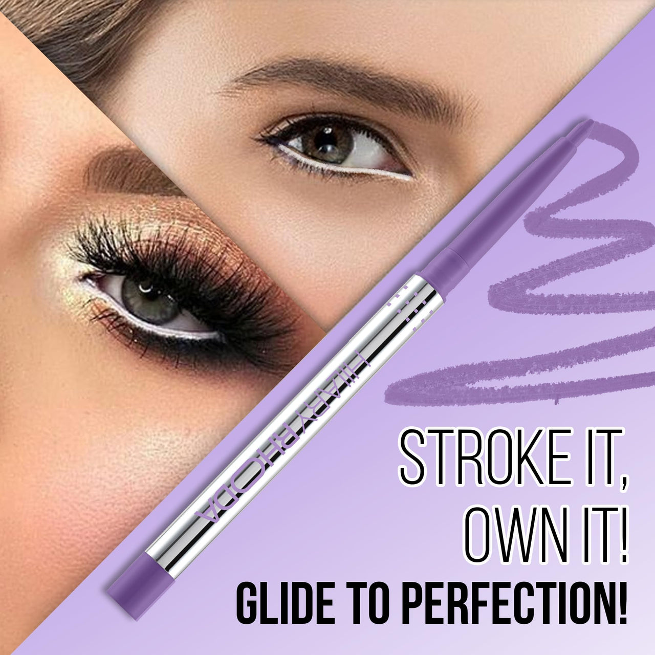 Hilary Rhoda Stroke It Eye Pencil | Coloured Eyeliner and Kajal Pencil | Easy Glide & Quick-Drying Formula | Matte Finish | Built-in Sharpener | 0.26g (Simply Purple | Shade 04)