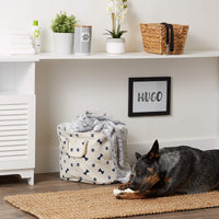 Bone Dry 5511 Pet Storage Collection Paw and Bone Print, Medium Round, Nautical Blue Medium Round, 12x15x15