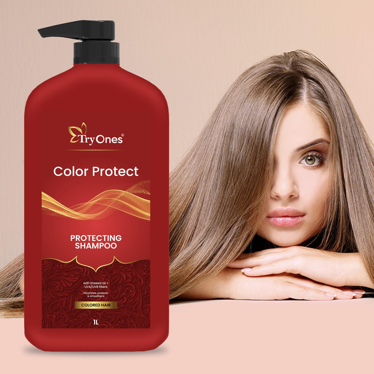 TryOnes Color Protect Shampoo, Vibrant & Revived Colour, For Colour-treated Hair, Protects from UVA & UVB, 1000 ml