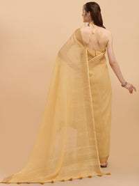 DUNGRANI Women's  Linen Saree With Blouse Piece