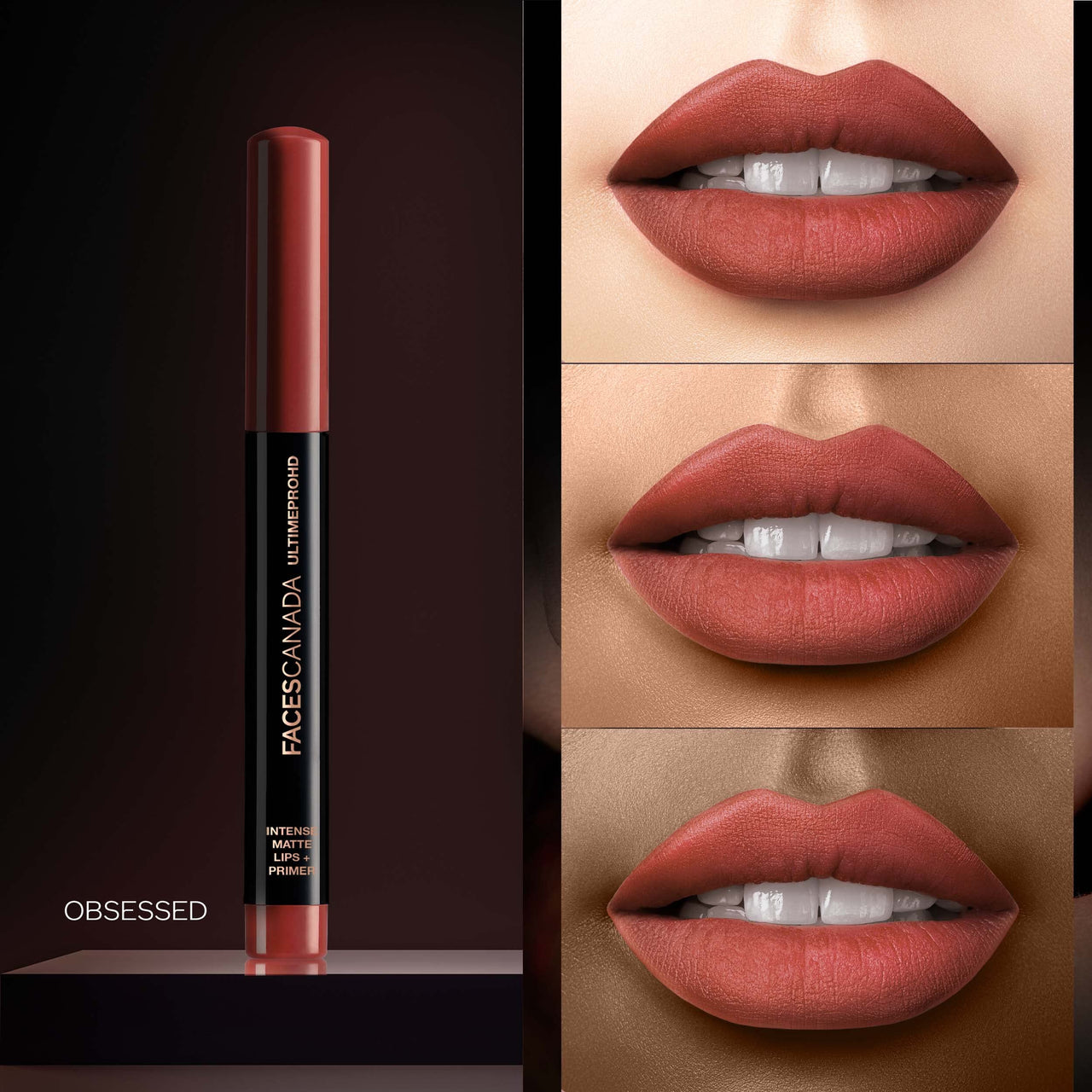 FACESCANADA Ultime Pro Hd Intense Matte Lipstick + Primer - Obsessed (Red), 1.4G & Faces Canada Ultime Pro Hd Intense Matte Lipstick + Primer - Nearly Nude (Nude), 1.4G