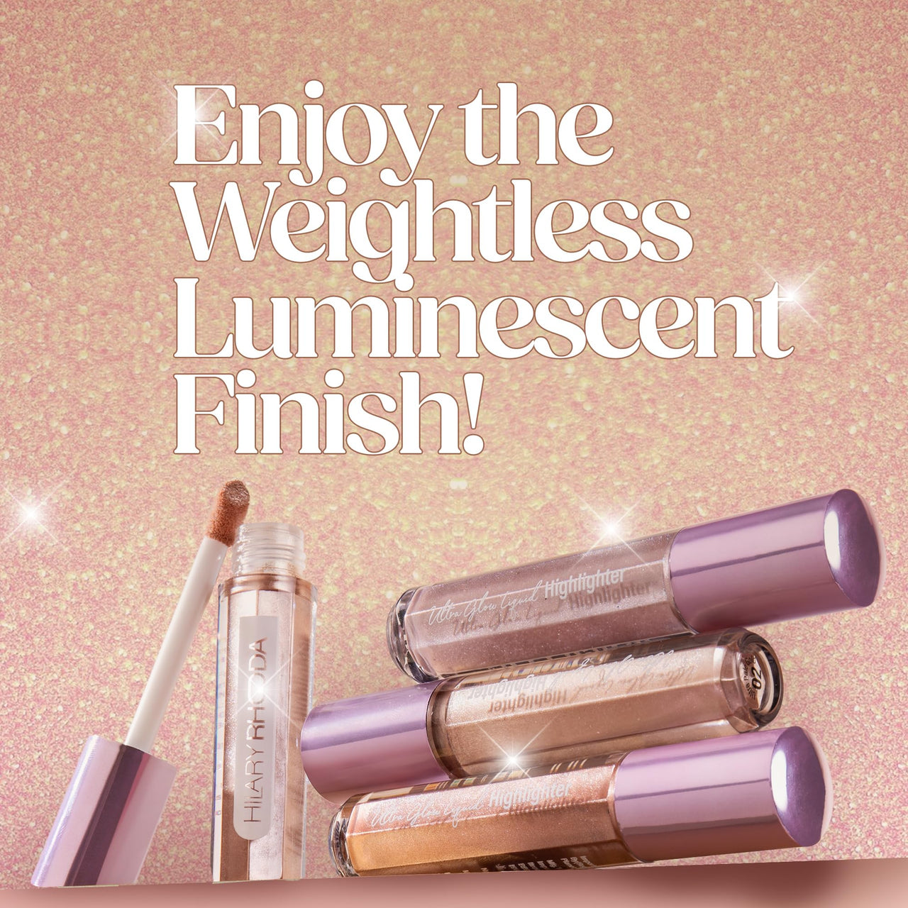 Hilary Rhoda Ultra Glow Liquid Highlighter | Illuminating & Glitter Liquid Highlighter | Dewy Finish | Cruelty-Free & Vegan | Luminescent Finish | Weightless Formula -3.8g (Ultra Copper - Shade 04)