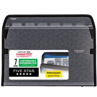 Five Star 7 Pocket Expanding File Organizer, Plastic Expandable File Folders with Customizable Tabs & Clear Cover, Holds 11