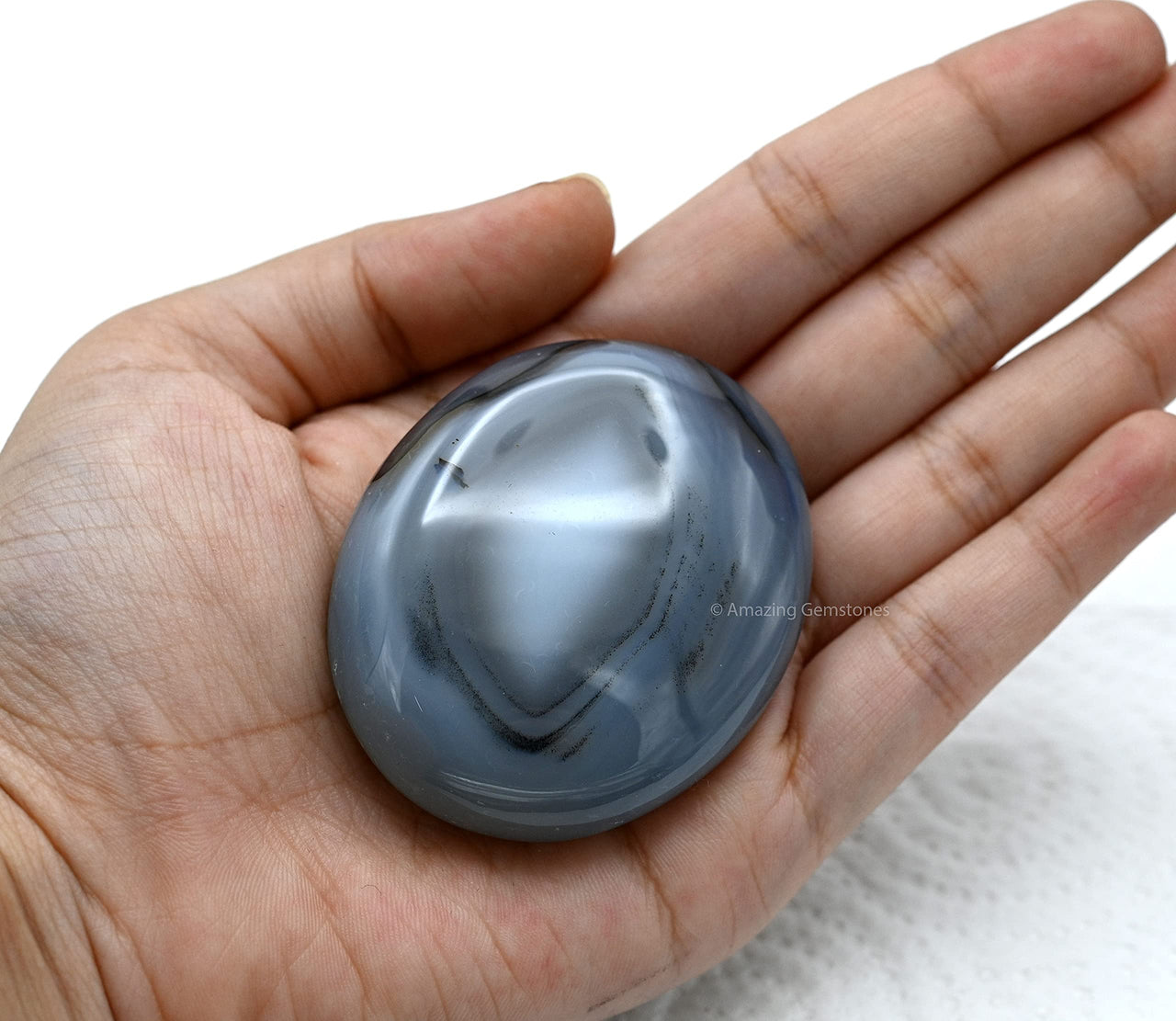 Dendrite Agate Palm Stone - Pocket Massage Worry Stone for Natural Body Chakra Balancing, Reiki Healing and Crystal Grid Dendrite Agate