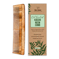 Nat Habit Kacchi Neem Wooden Comb - Soaked In 17 Herbs For All Hair Types (Dual Tooth) and Nat Habit Five Oil Hibiscus NutriMask-Hair Mask for All Hair & Scalp Types (Pack of 3 x 40 gm)