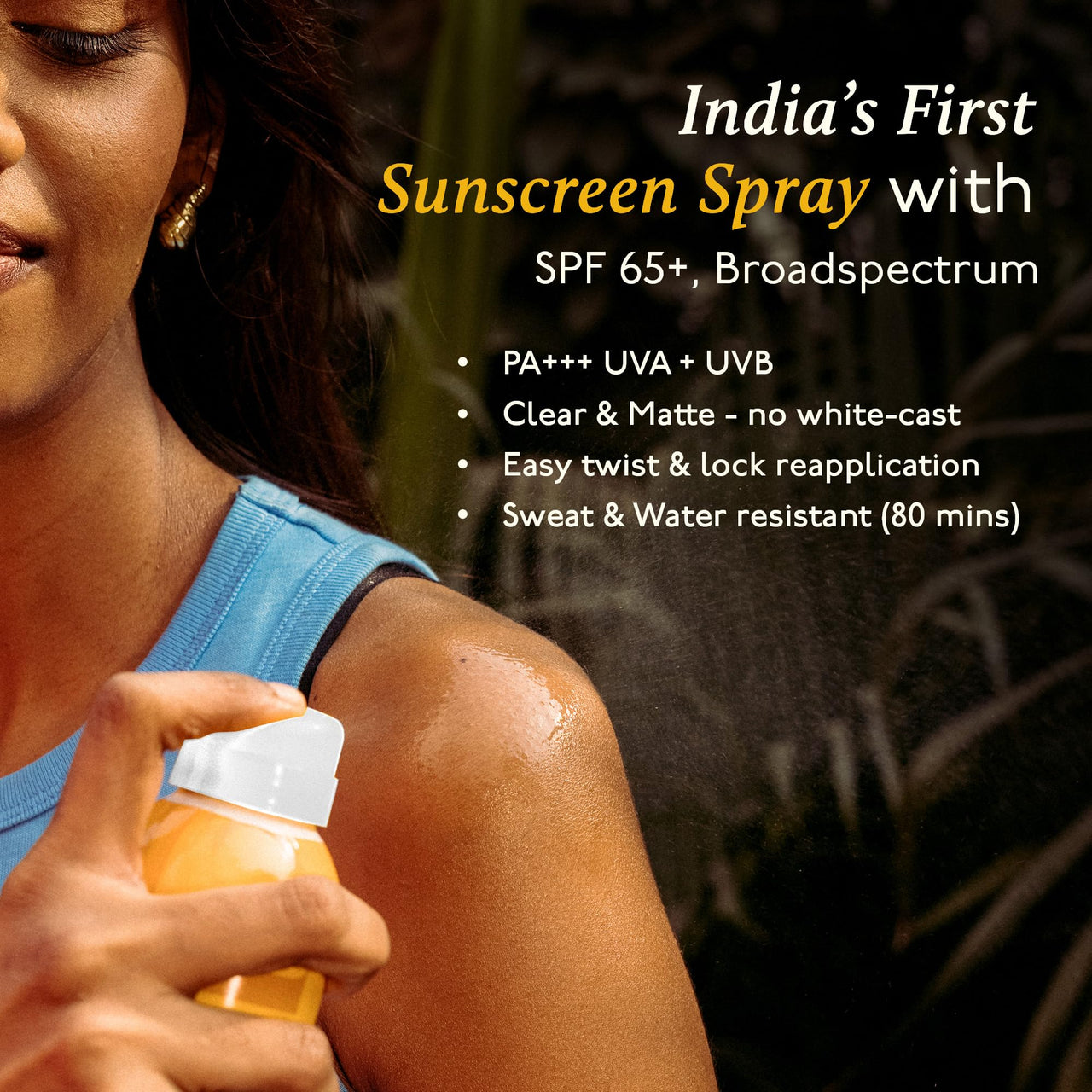 Asaya SPF 65+ Waterproof Sunscreen Spray | Broad Spectrum UVA/B Protection | Blue Light Sunscreen Protection | Quick Drying & Lightweight | No White Cast & Invisible Finish | Matte Finish | With Aloe Vera Extract for Hydration | Sweat & Water Resistant |