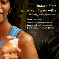 Asaya SPF 65+ Waterproof Sunscreen Spray | Broad Spectrum UVA/B Protection | Blue Light Sunscreen Protection | Quick Drying & Lightweight | No White Cast & Invisible Finish | Matte Finish | With Aloe Vera Extract for Hydration | Sweat & Water Resistant |