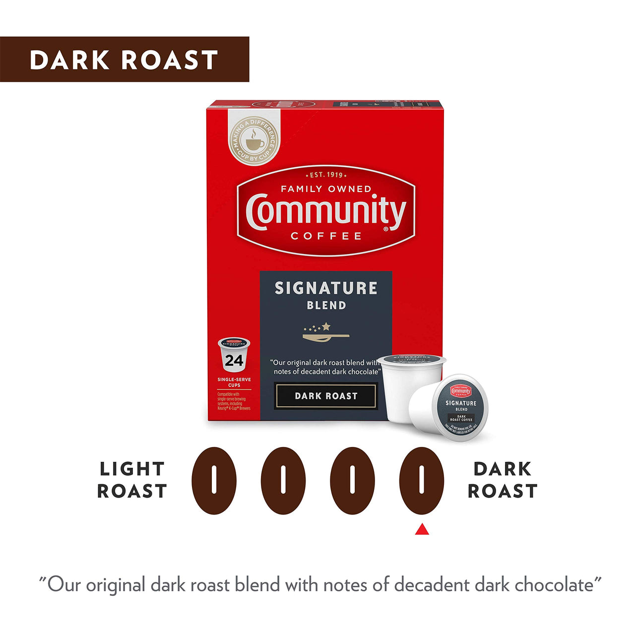 Community Coffee Signature Blend 12 Count Coffee Pods, Dark Roast, Compatible with Keurig 2.0 K-Cup Brewers, 12 Count (Pack of 1)