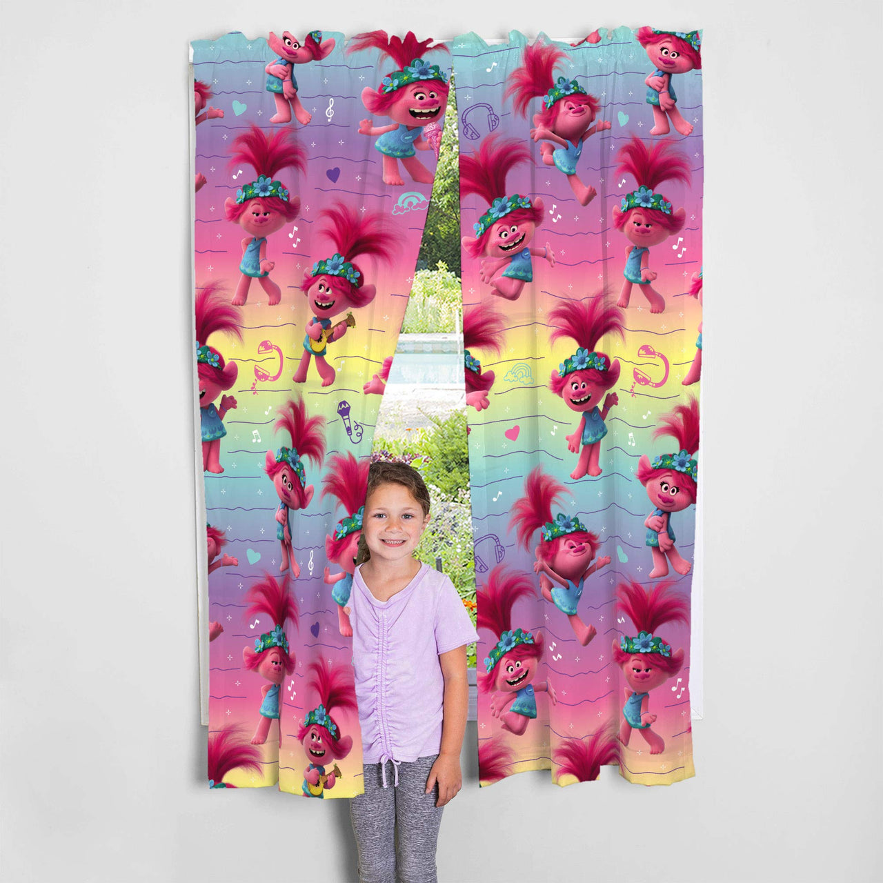 Franco Kids Room Window Curtains Drapes Set, 82 in x 63 in, Trolls World Tour