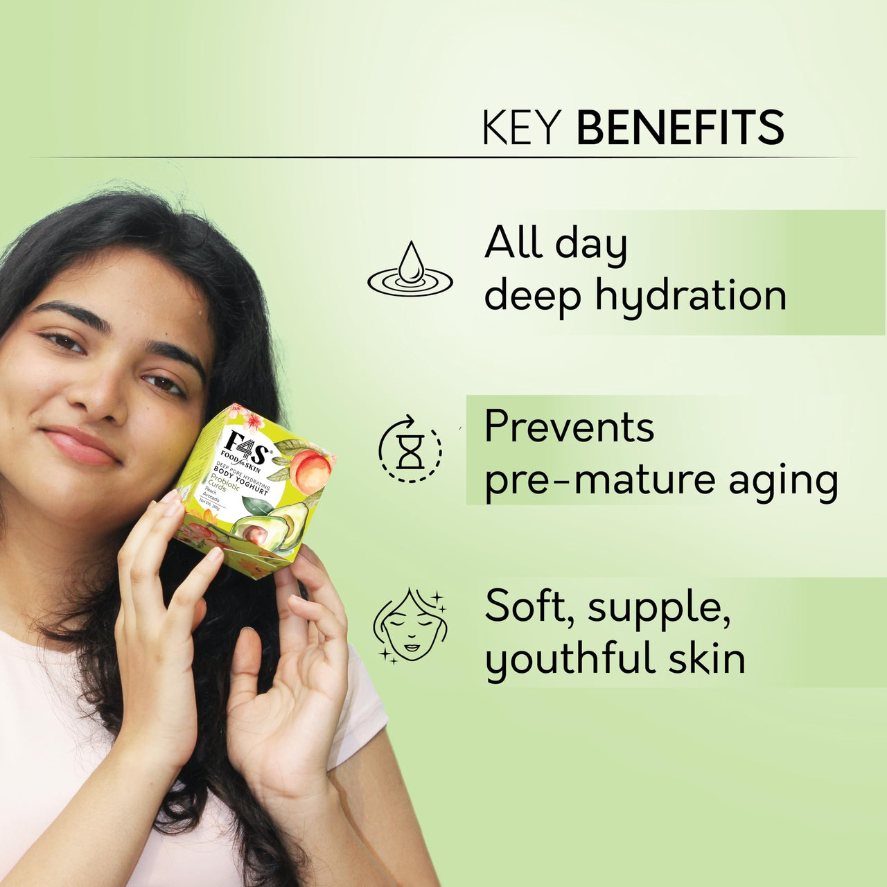 F4S FoodforSkin Body Butter For Skin, Deep Pore Hydration Yoghurt | Superfoods Avocado & Peach Moisturizer |Probiotic Ingredients |Winter Hydration, Skin Repair, Anti-ageing & Glow |All Skin-200 ml