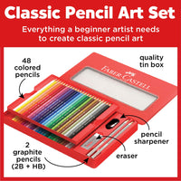 Faber-Castell Classic Colored Pencils Tin Set, 48 Vibrant Colors In Sturdy Metal Case 48 Count Drawing & Sketching