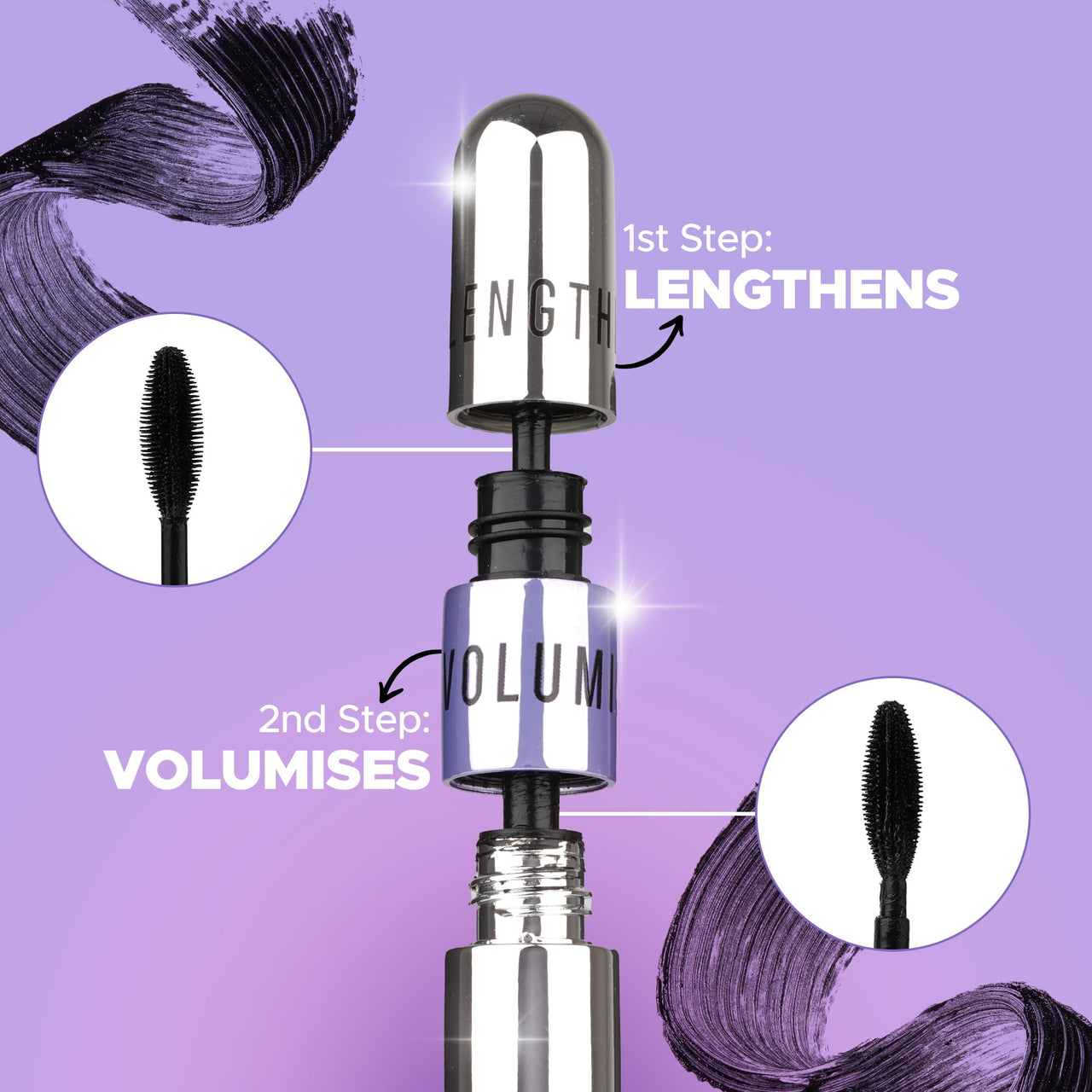 Hilary Rhoda Twin Twister Mascara | Volumises & Lengthens | Waterproof & Smudge-Proof Formula | Enhances Curl & Clump-Free | Highly Pigmented - 12ml