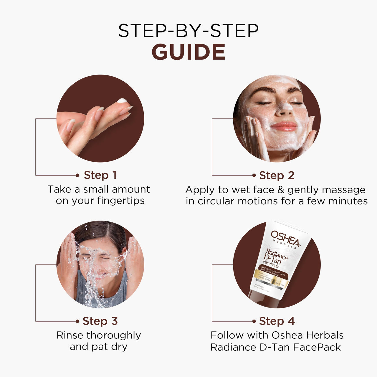 Oshea Herbals Radiance DTan Facewash for All Skin Types | Tan Removal Formula with Brightening Formula | Enriched with Green Apple & Basil Extract | Paraben & Soap Free 50g