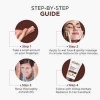 Oshea Herbals Radiance DTan Facewash for All Skin Types | Tan Removal Formula with Brightening Formula | Enriched with Green Apple & Basil Extract | Paraben & Soap Free 50g
