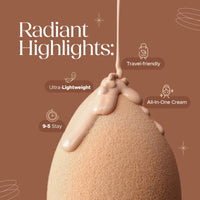 Hilary Rhoda Radiant BB Foundation | Ultra-Creamy & Lightweight Formula | 9 to 5 Stay | Hides Blemishes & Dark Spots | Blends Easily | BB Cream | Dewy Finish | 60g (Beige| Shade 02)