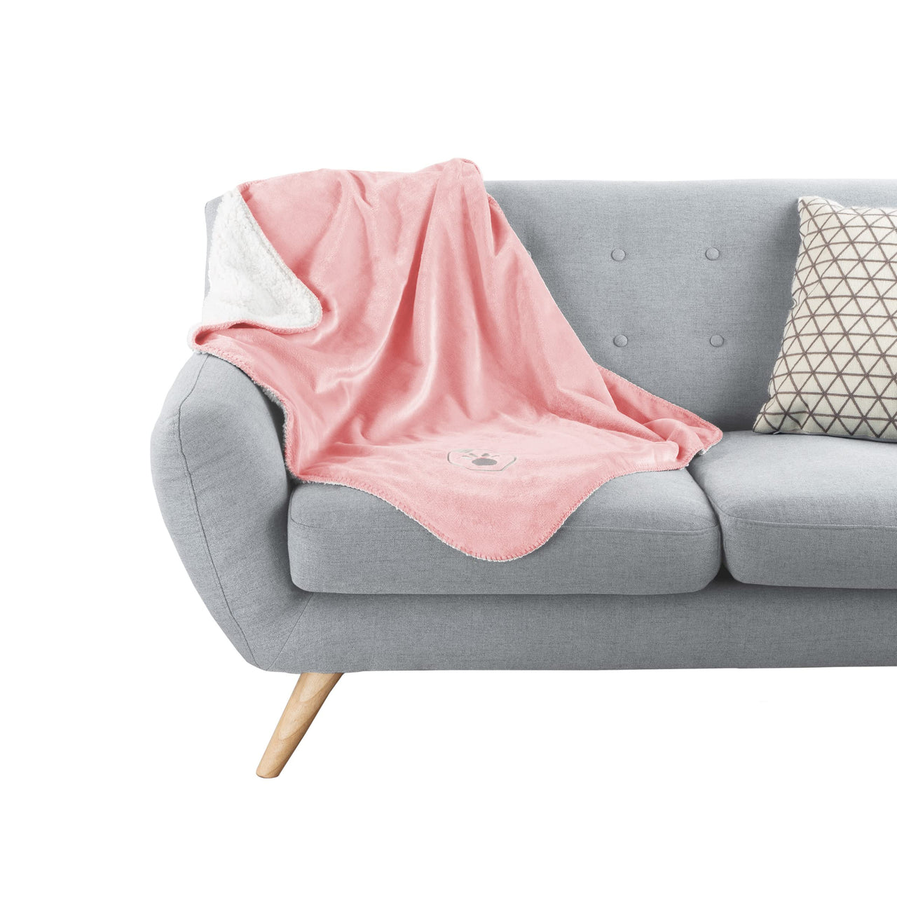 PETMAKER Waterproof Dog Blanket - 30x40-Inch Reversible Sherpa Dog Blanket for Couch, Bed, or Car - Protects from Spills, Stains, or Pet Fur (Pink) Medium Pink